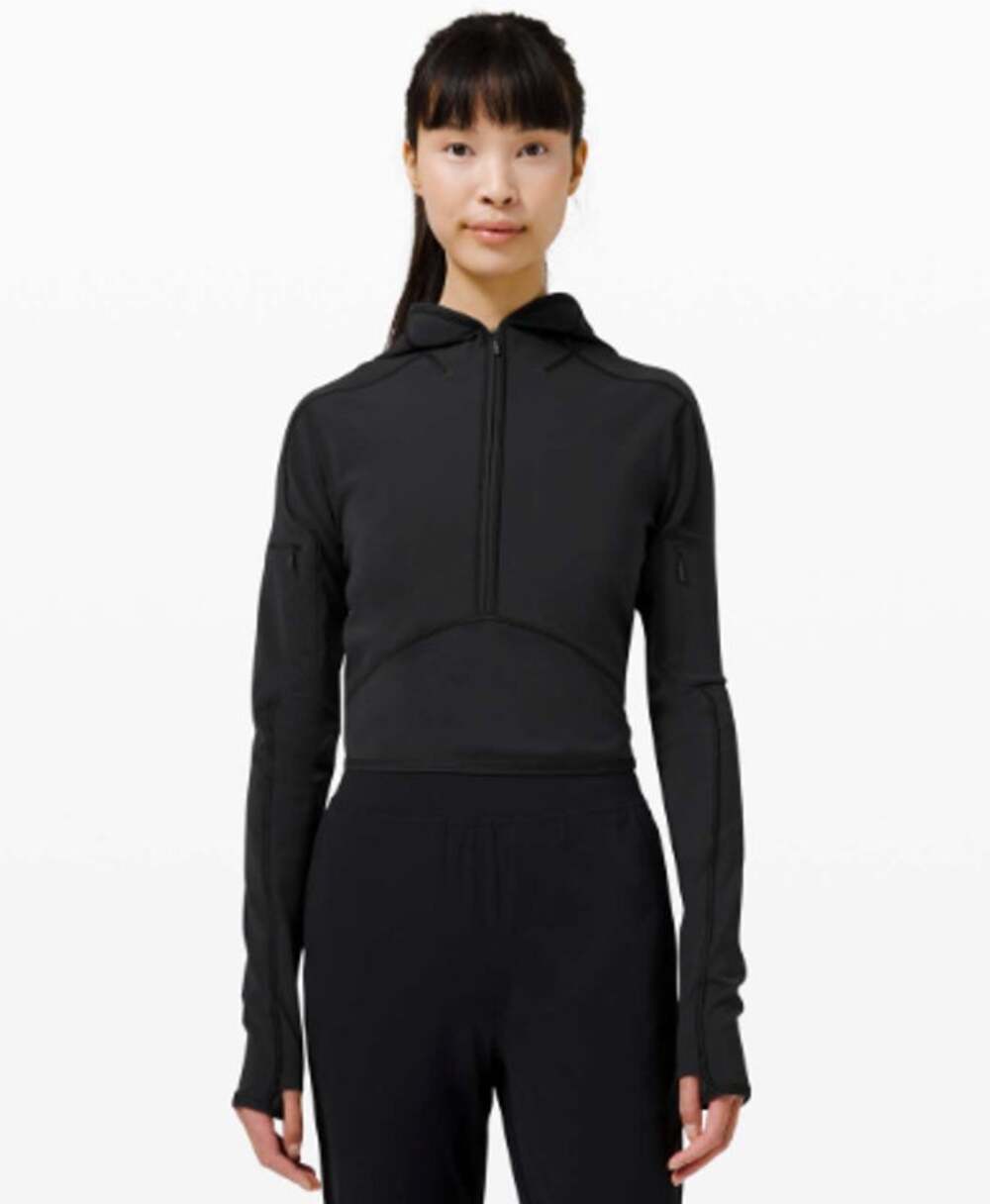 LULULEMON Break a Trail 1/2 Zip Hoodie Black Sz 6 $118 {QQ44}